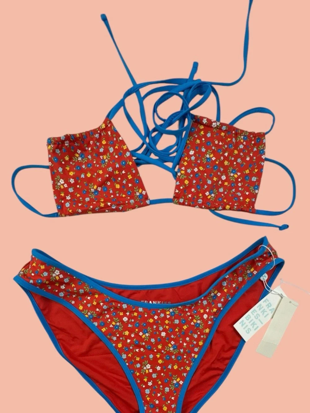 Frankie's Bikinis Red Floral Triangle Bikini florabelle seaside farm